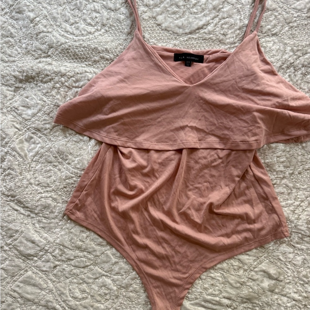 La Hearts Dusty Rose Spaghetti Strap Bodysuit
